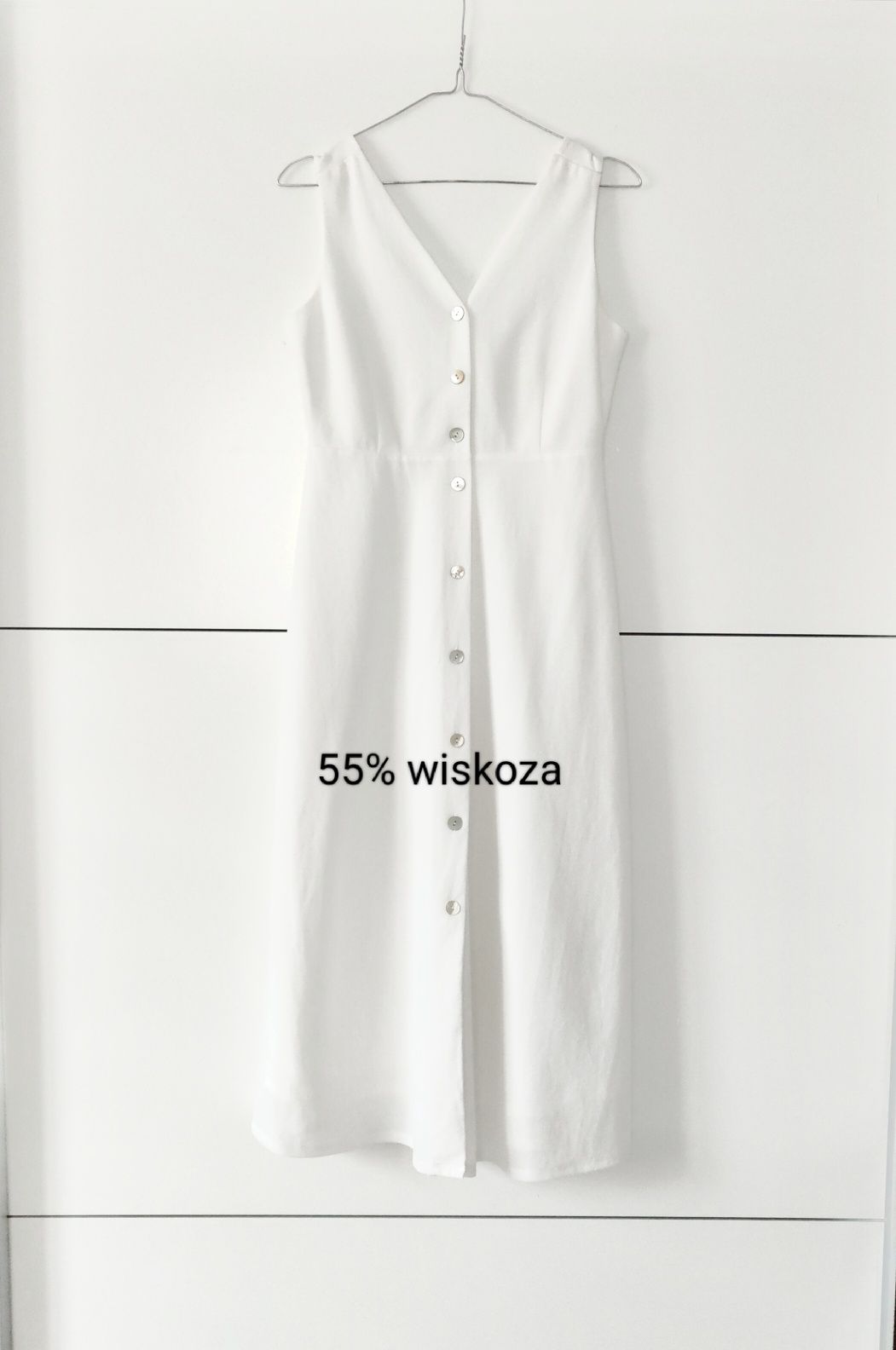 Sukienka Massimo dutti 36 S biała złamana biel wiskozowa midi
