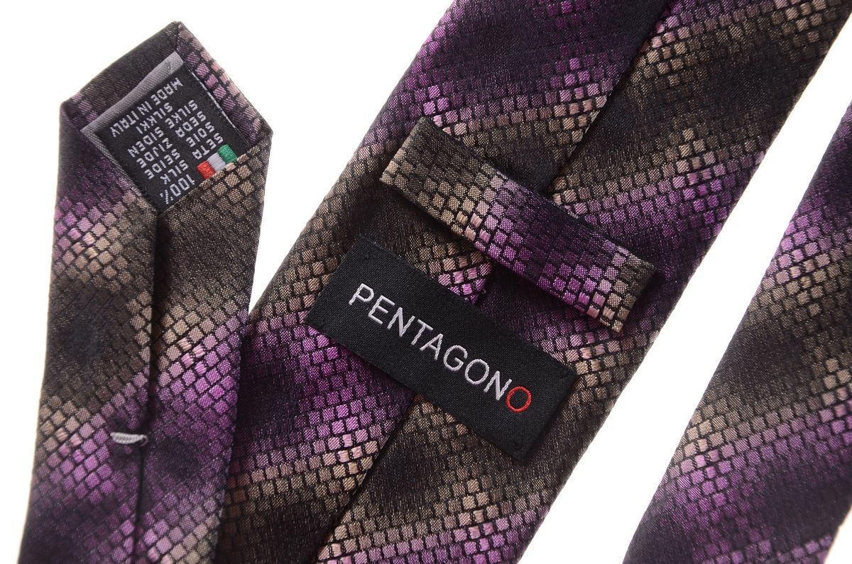 PENTAGONO elegancki jedwabny krawat 7,5 cm