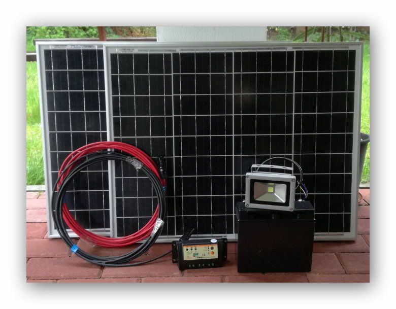 Zestaw Solarny Altana Domek Szałas Działka Bacówka ze światłem LED