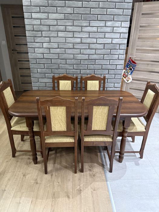 Stół z 6 krzesłami rozkładany do jadalni salonu kuchni 80x150/200