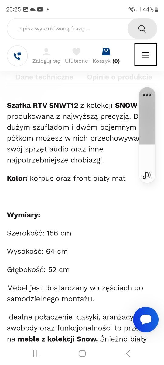 Szafka RTV kolekcja SNOW