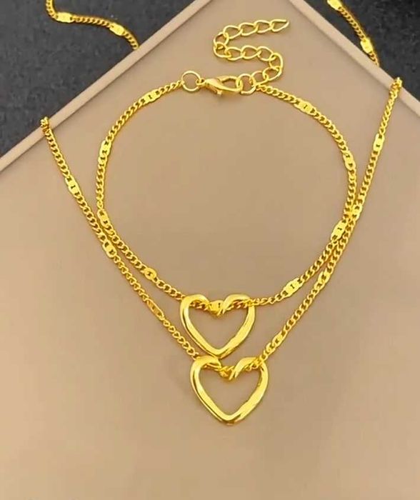 Conjunto Duo Heart × Colar e Pulseira •Aço inoxidável-Stainless steel