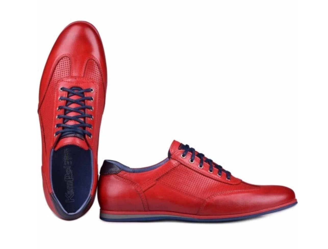 Buty męskie skórzane czerwone casual Kampol r. 42