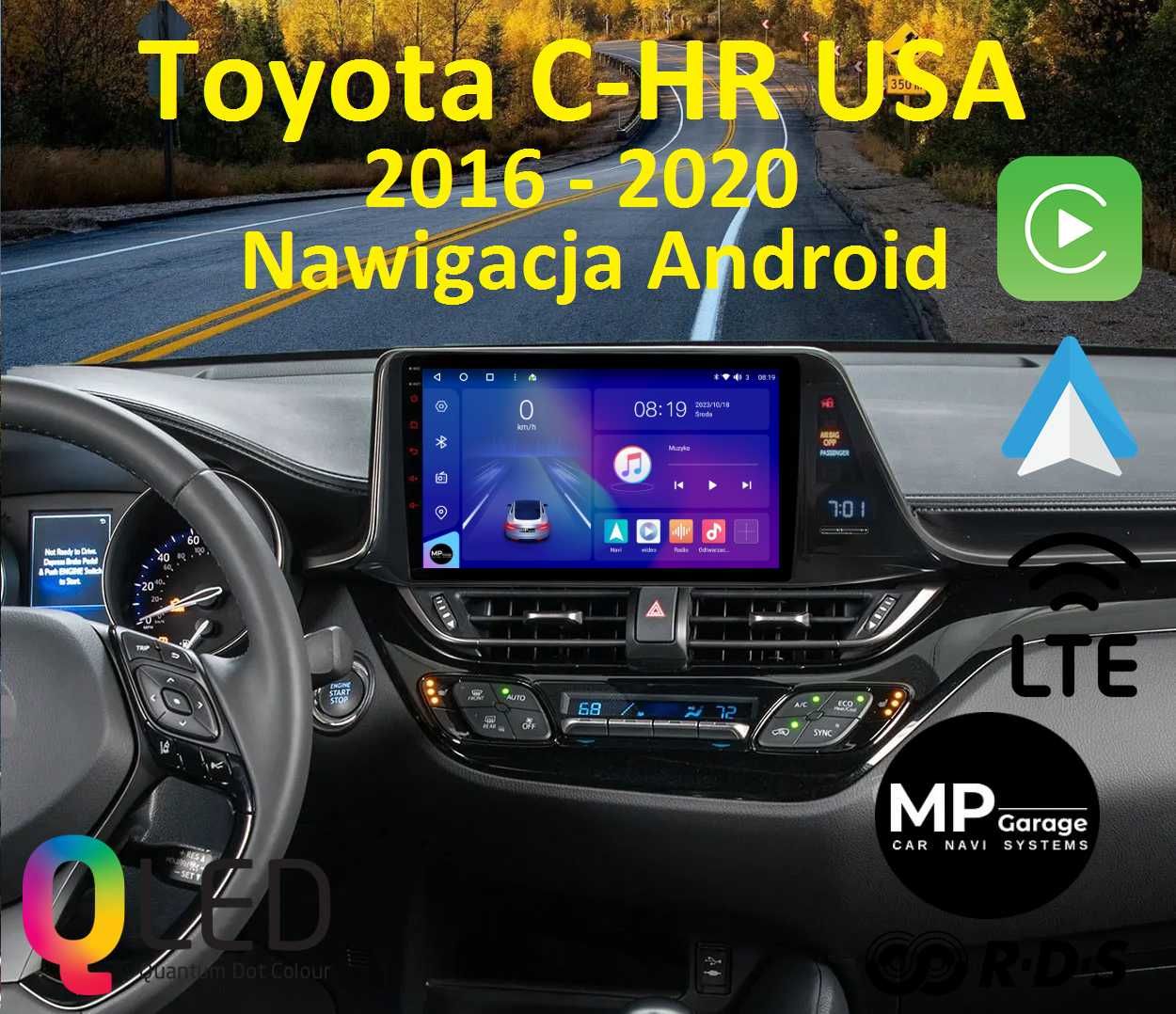 Toyota C-HR USA Radio Nawigacja Android 11 4G LTE CarPlay AndroidAuto