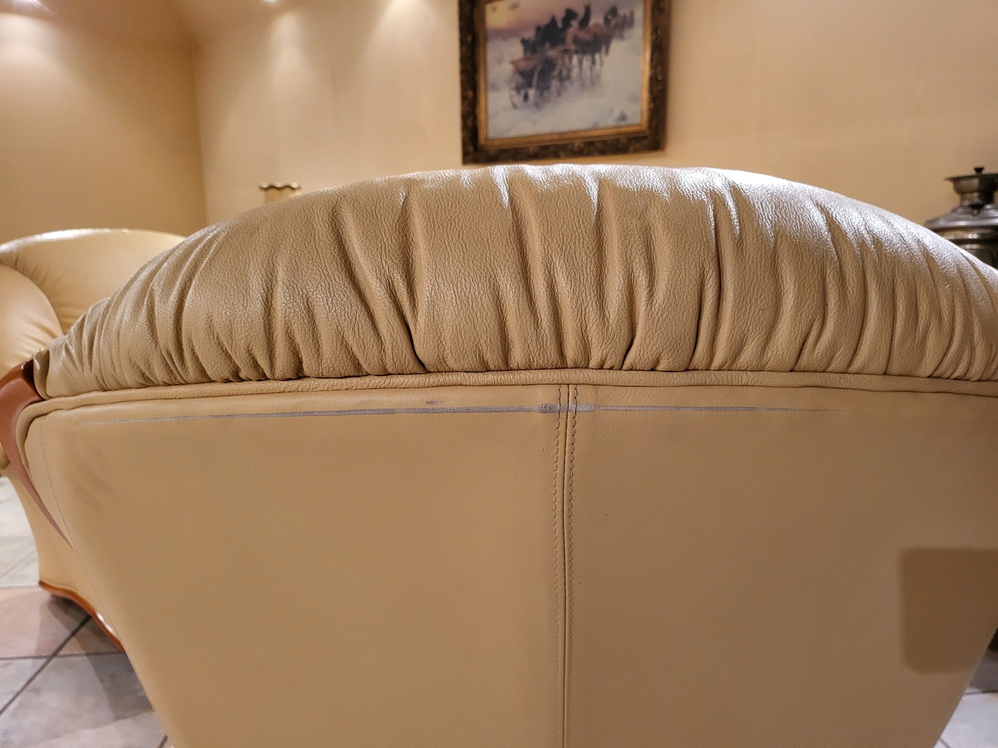 Komplet włoski skórzany kanapa 2 fotele