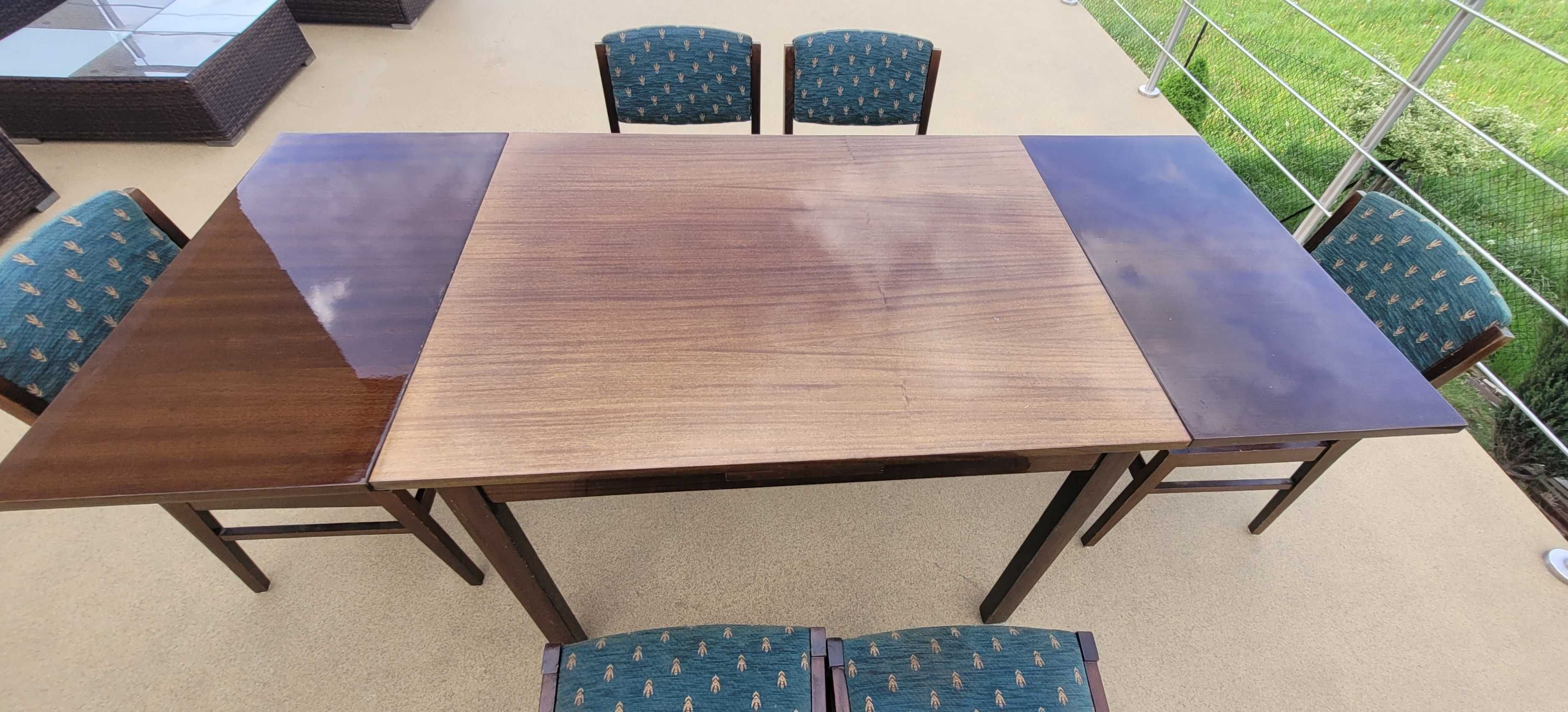 Stół rozkładany + 6 krzeseł PRL