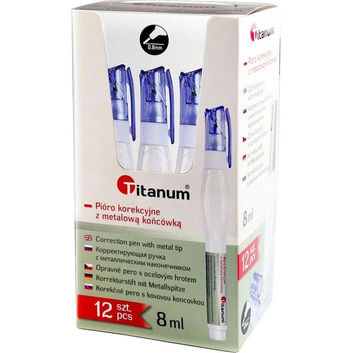 Korektor w piórze 8ml (12szt) Titanum pudełko,
