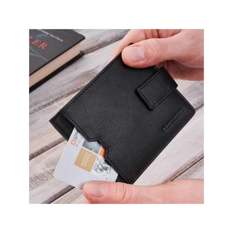 portfel męski mały skórzany czarny rfid brodrene g-109mn/bl