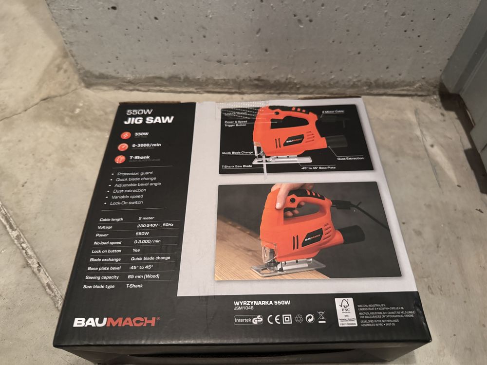 Wyrzynarka Baumach 550W (3 lata gwar, paragon) zaplombowane