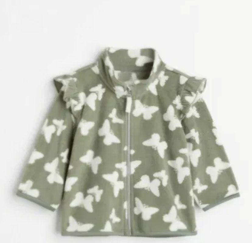 H&M*zielony polar w motylki suwak bluza r. 104 konna nosić do 116