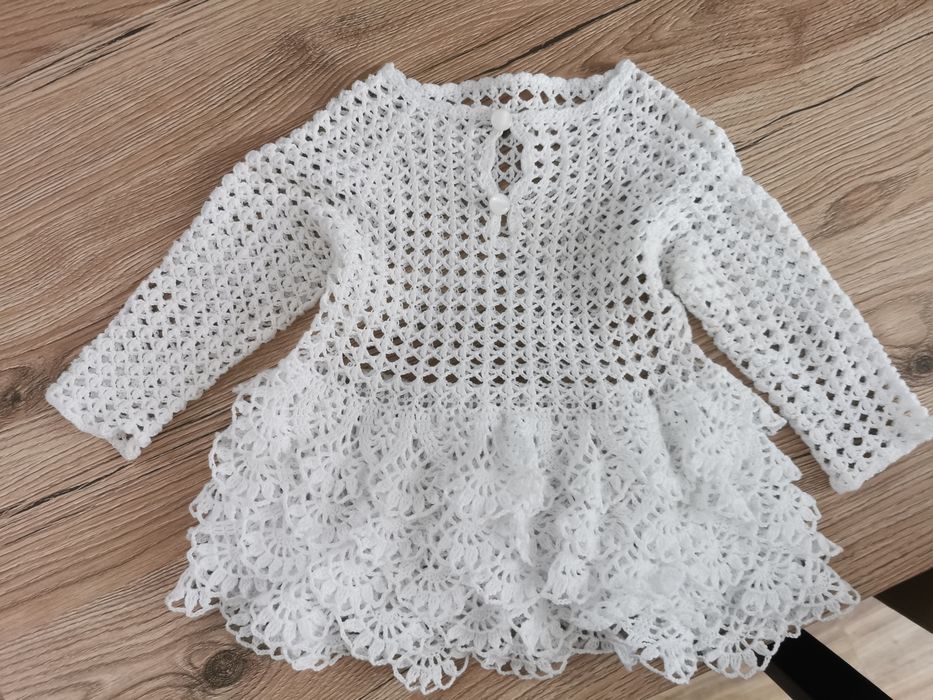 Komplet Sukienka na chrzest ręcznie robiona