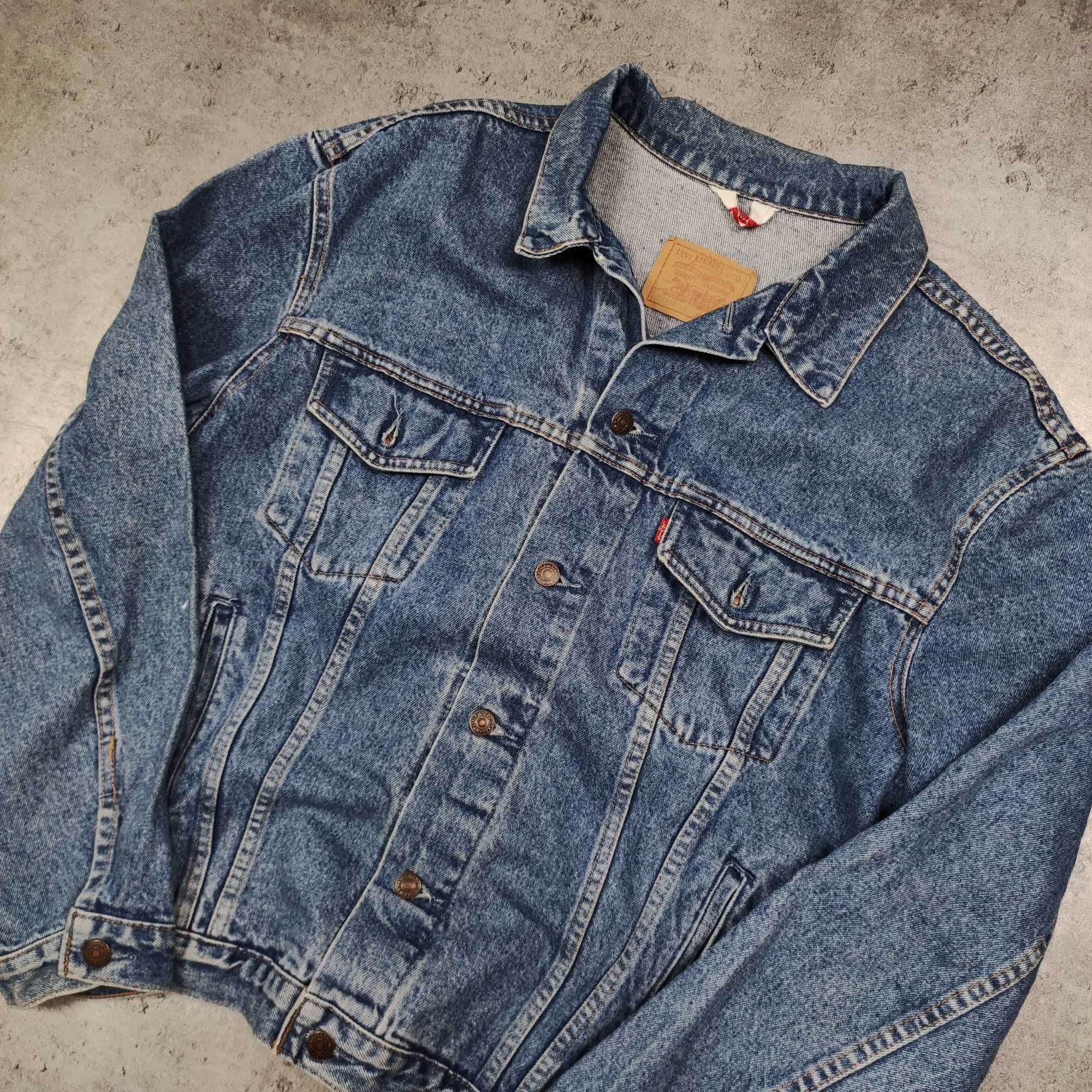 MĘSKA Katana Kurtka Jeansowa Retro Lata 90s Levis Jeans Granatowa Logo