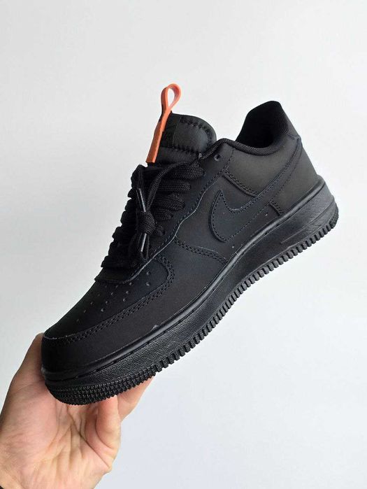 Кросівки з хутром Nike Air Force 1 Black/Orange premium зимові