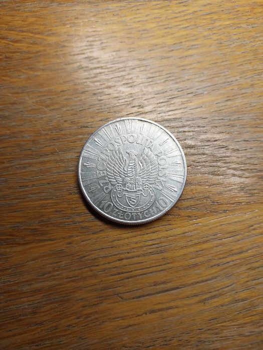 Srebrna moneta 10zł Józef Piłsudski orzeł Strzelecki - Piękny stan