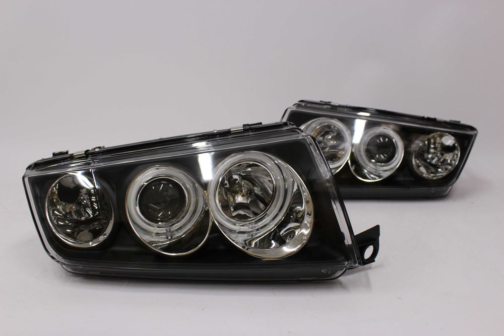 Lampy przednie przód SKODA FABIA 1 I 99-08 LED SOCZEWKI BLACK SMOKE