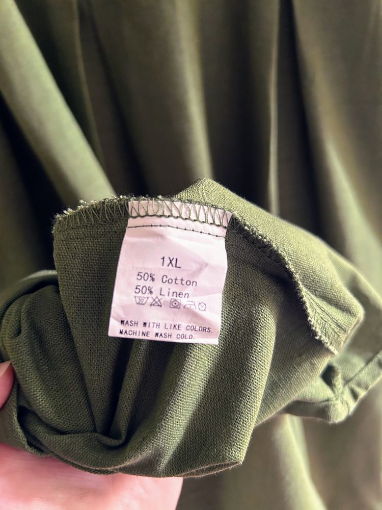 Super cena! Elegancka, luźna sukienka maxi, XL, nowa, len, bawełna