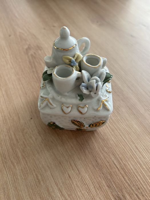 Puzderko ceramiczne szkatułka świąteczna choinka dwiazda vintage tetro