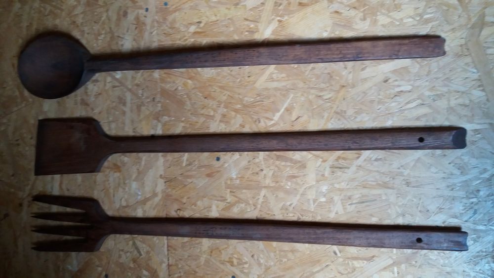 Sztućce drewniane ozdobne 3 szt. długość 84 cm wysyłka