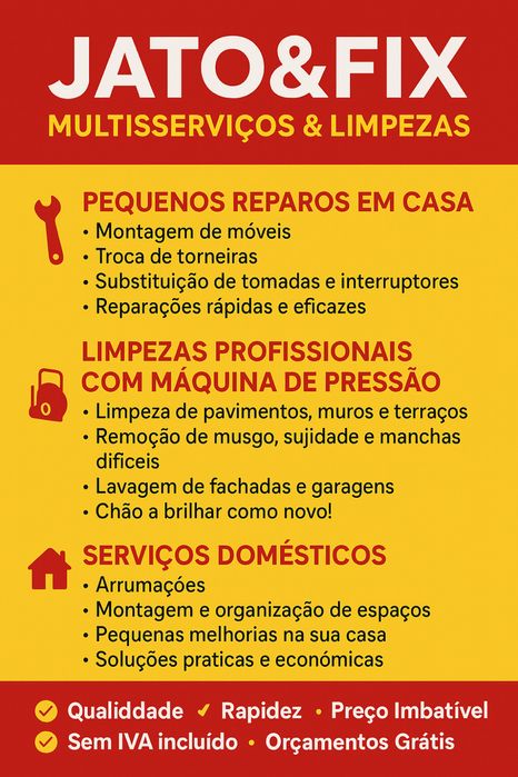 serviços Reparações Montagens Limpezas Jato&Fix