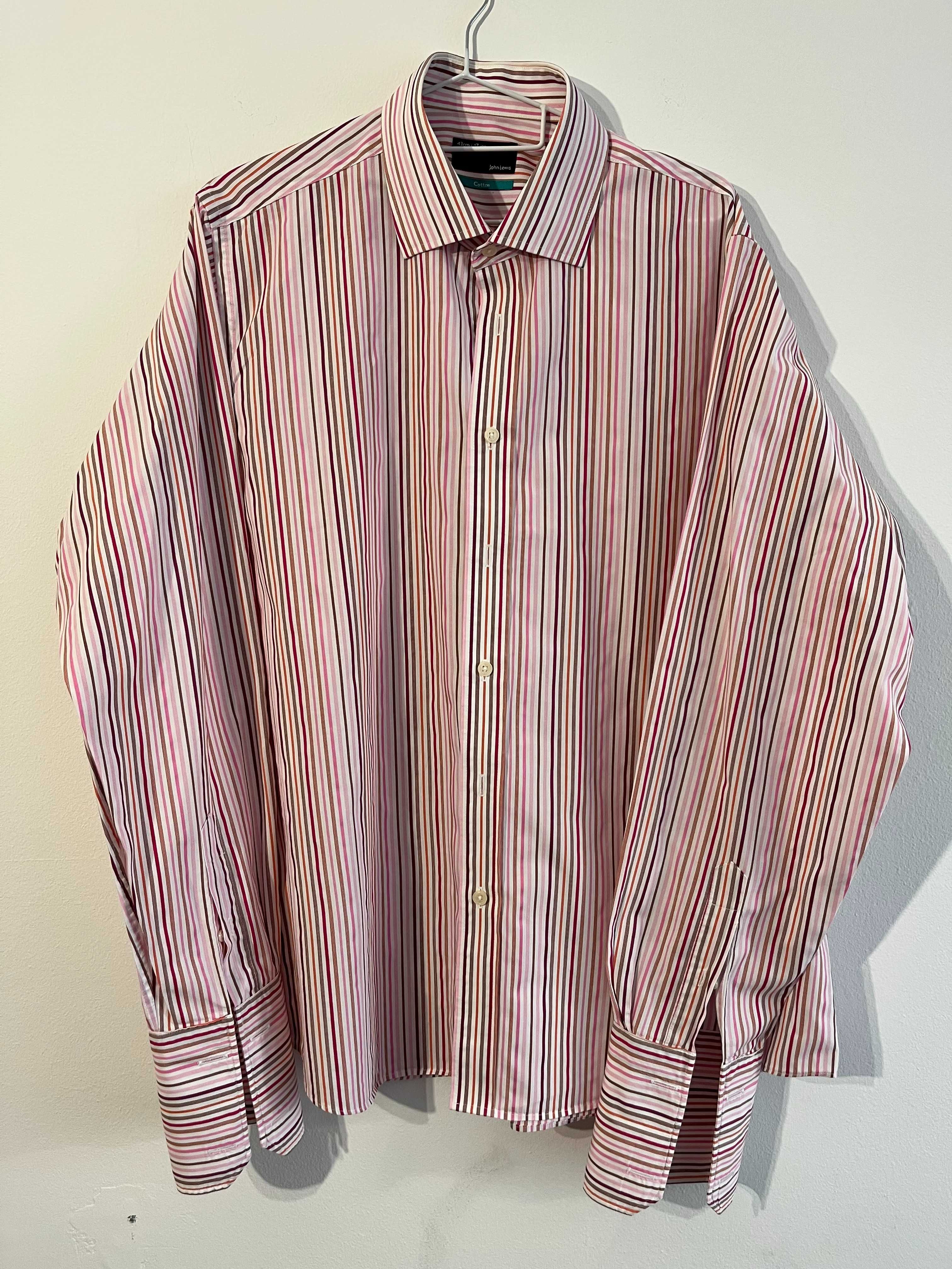 Męska różowa koszula w paski - John Lewis - XL - bardzo dobry stan