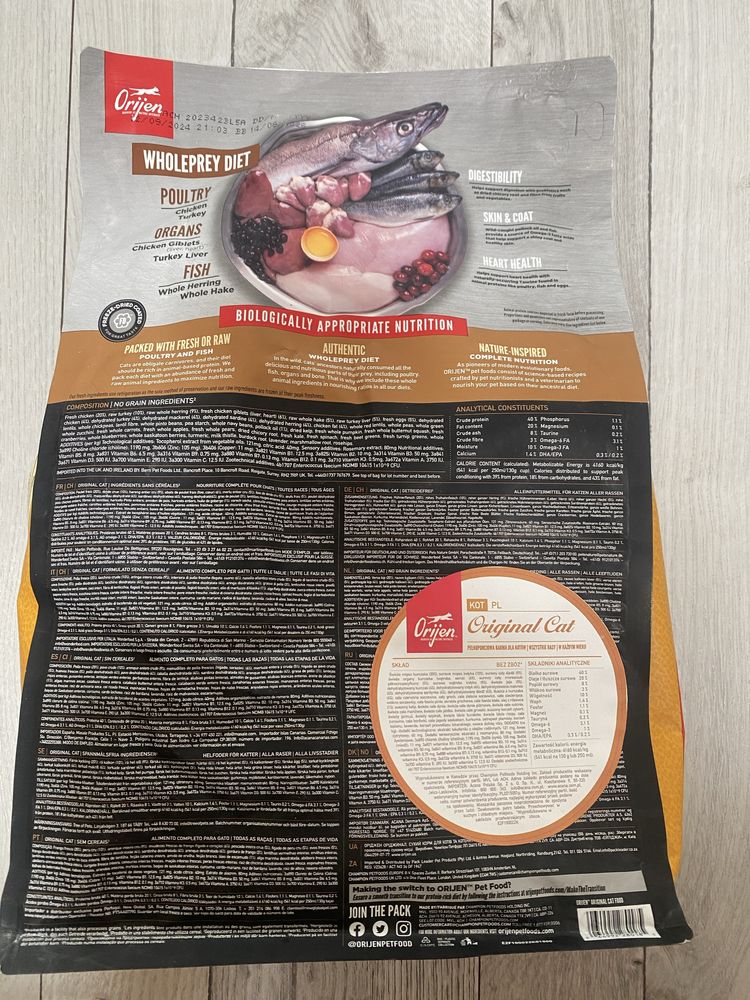 Orjen Orginal Cat 1,8 kg. Suche karma premium dla kotów .
