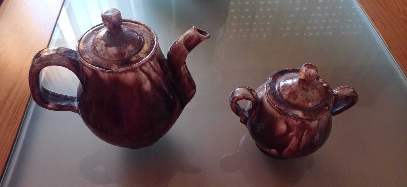 Cafeteira e açucareiro, cerâmica artesanal