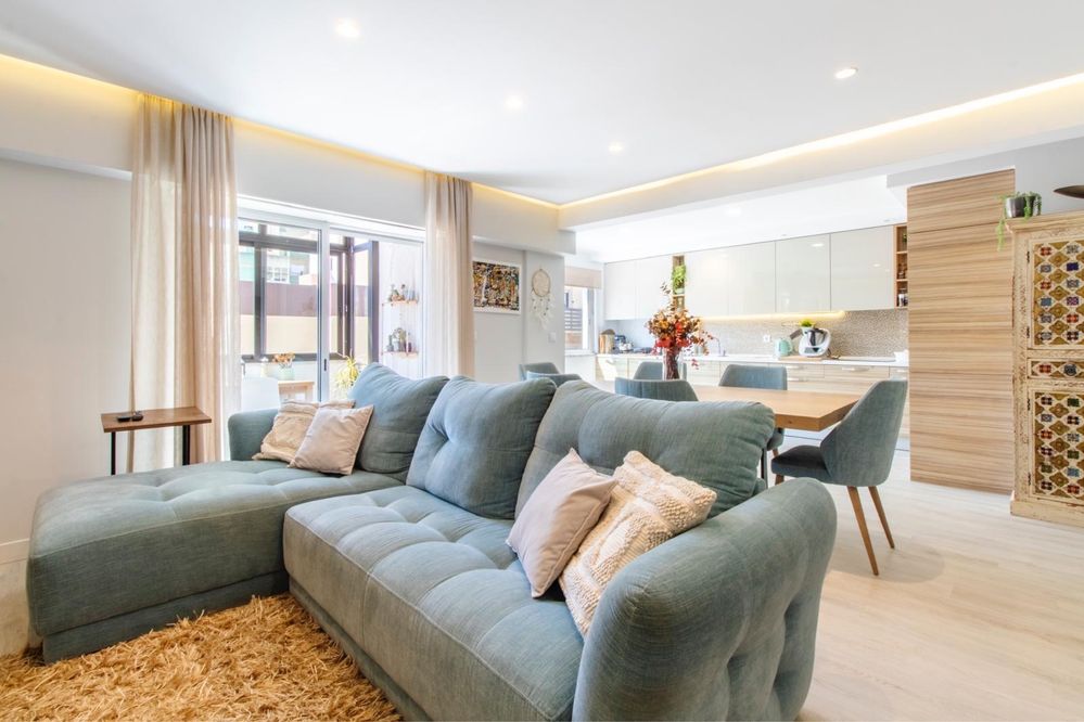 Sofa 3 lugares azul