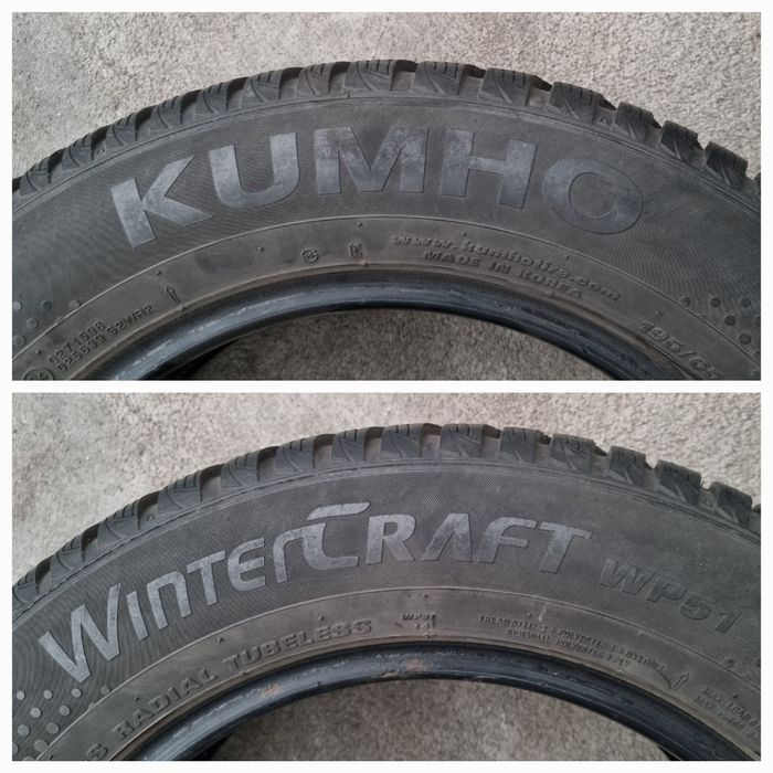 Opona używana 1szt. 195/65/15 Kumho WinterCraft WP51 / 7,2mm