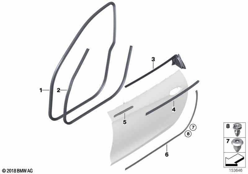 Uszczelka dolna drzwi lewa strona BMW Seria: 3' E92, E93 nr mag. 1/111