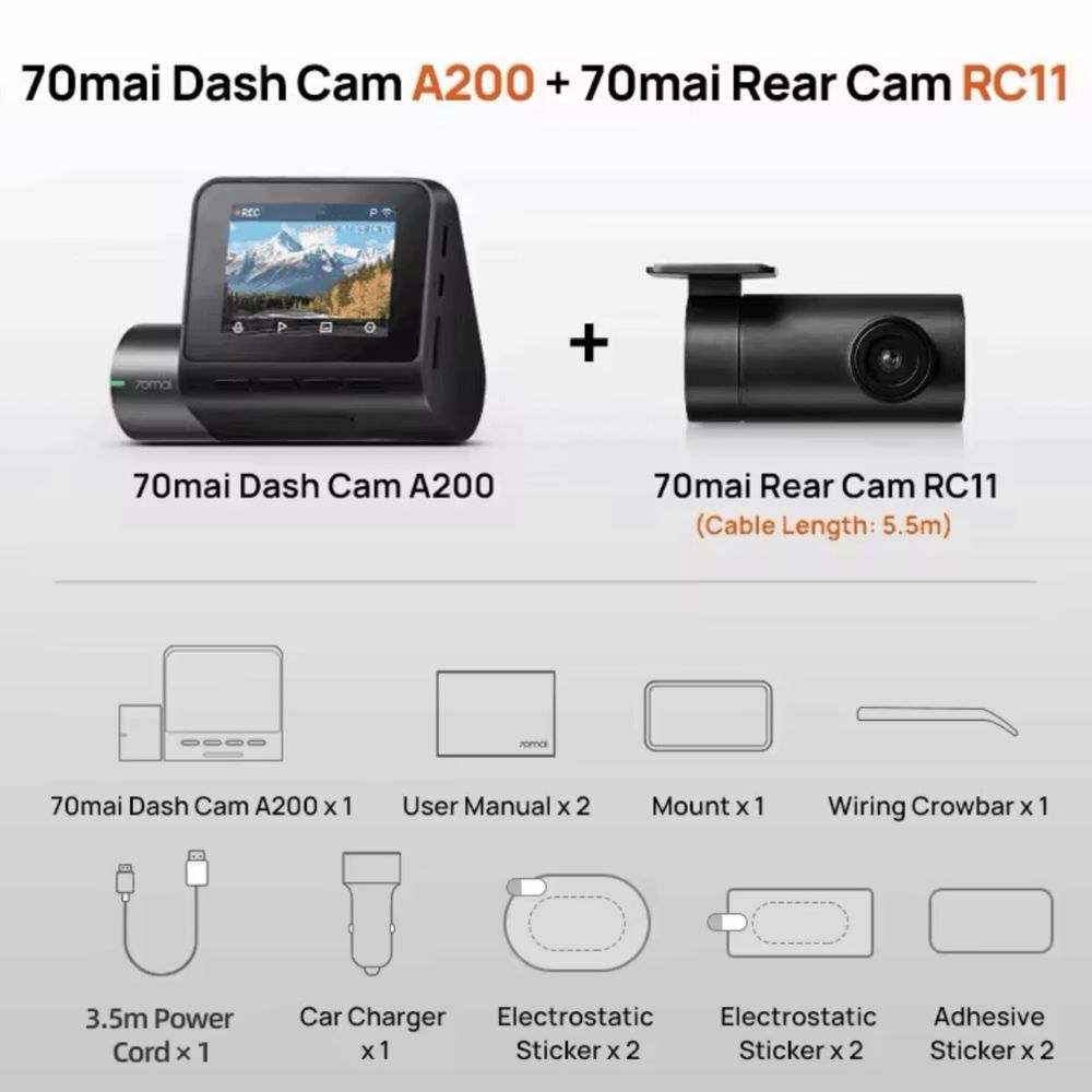 Відеореєстратор 70mai Dash Cam A200 black