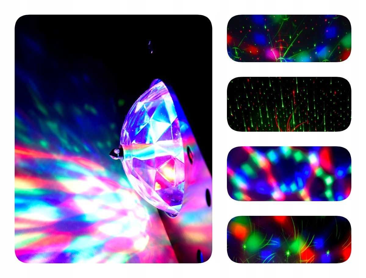 Laser Projektor Laserowy Stroboskop Wzory Zielony Czerwony Disco Party