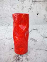 Ceramiczny wazon - o ciekawym kształcie - ognista czerwień - design