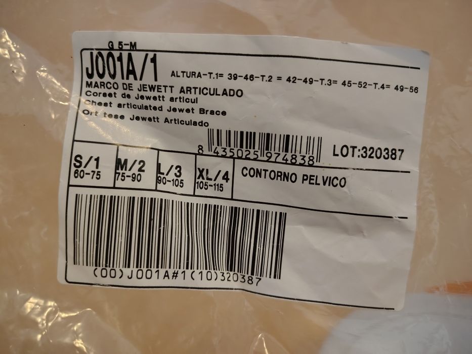 Colete Ortopédico Jewett Orliman NOVO
