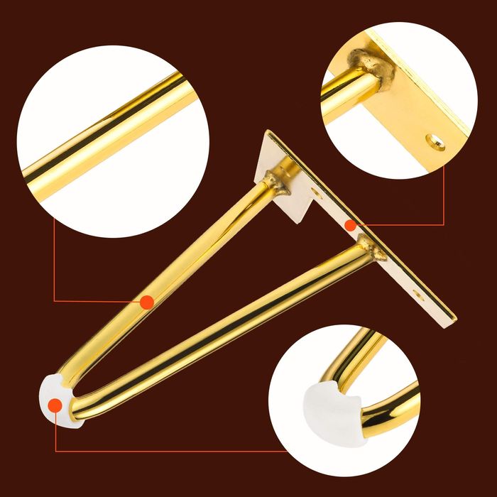 Nogi złocone, metalowe 15cm, industrial, antypoślizgowe.