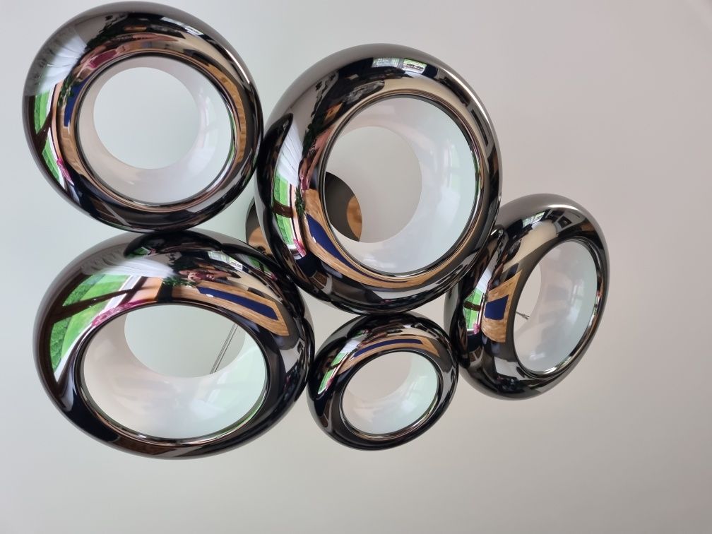 Lampa sufitowa 5 srebrnych pierścienii