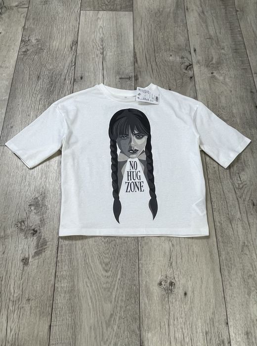 H&M Wednesday футболка S-M белая с принтом новая Уэнсдей