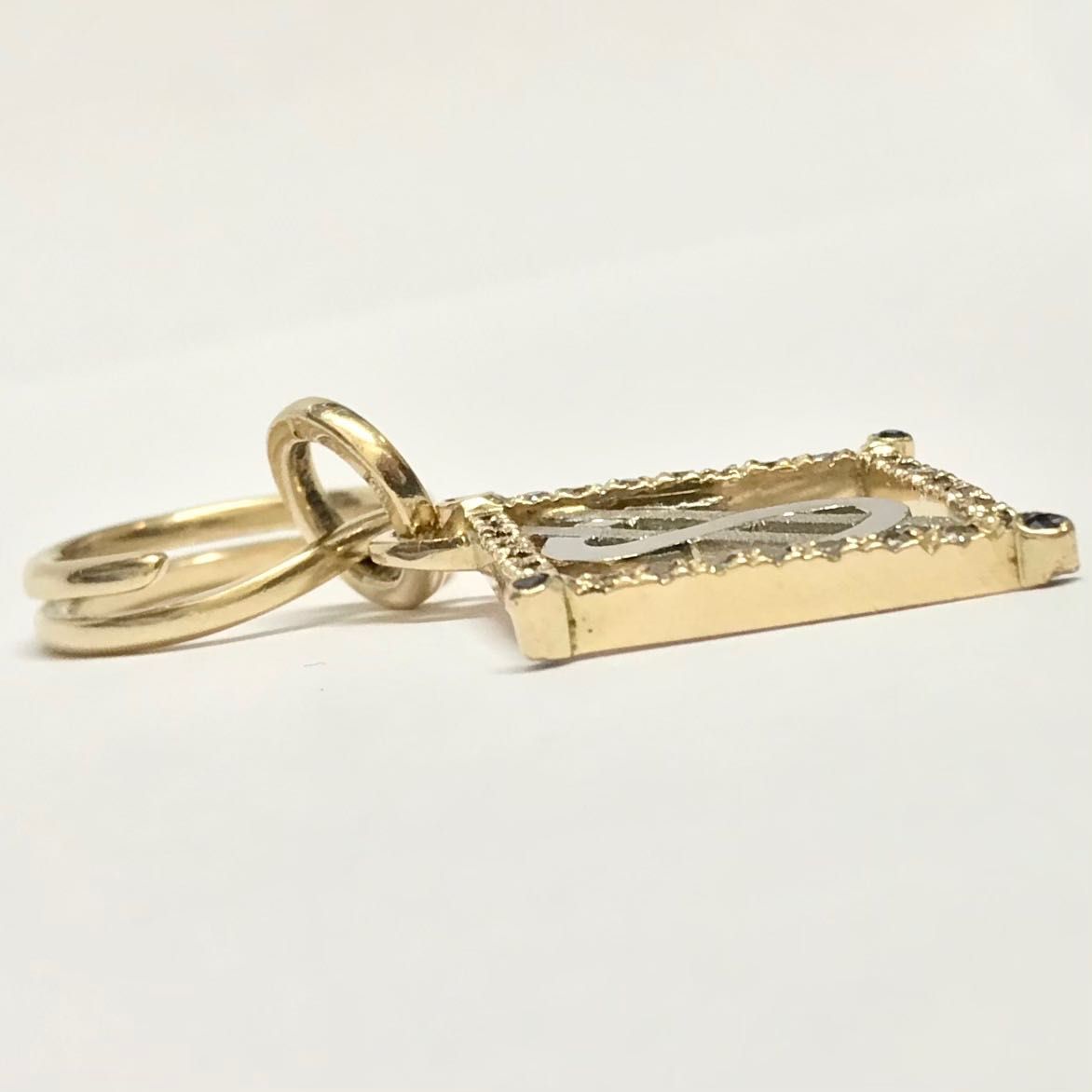 Złoty BRELOCZEK brelok 585 14K z DIAMENTAMI 0.5ct i RUBIN DOLAR ameryk