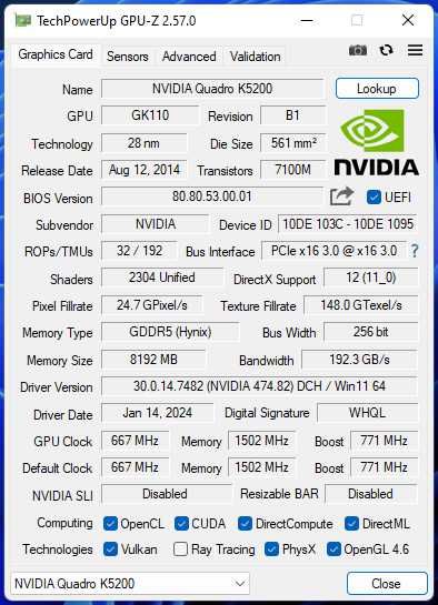 PNY Nvidia Quadro K5200