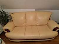 Skorzany komplet wypoczynkowy kanapa sofa fotel