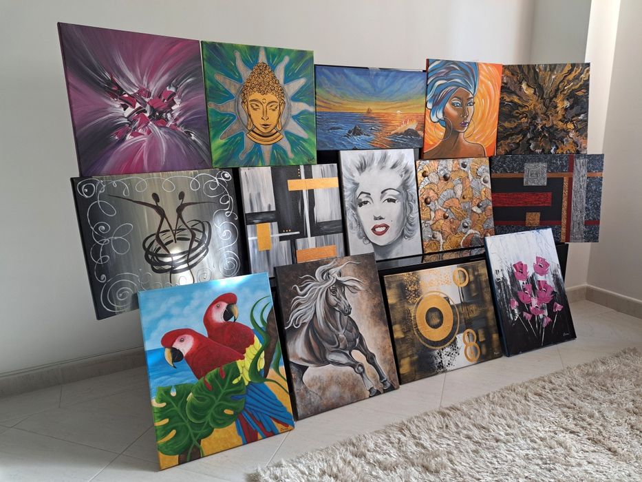 Telas pintadas á mão em acrílico