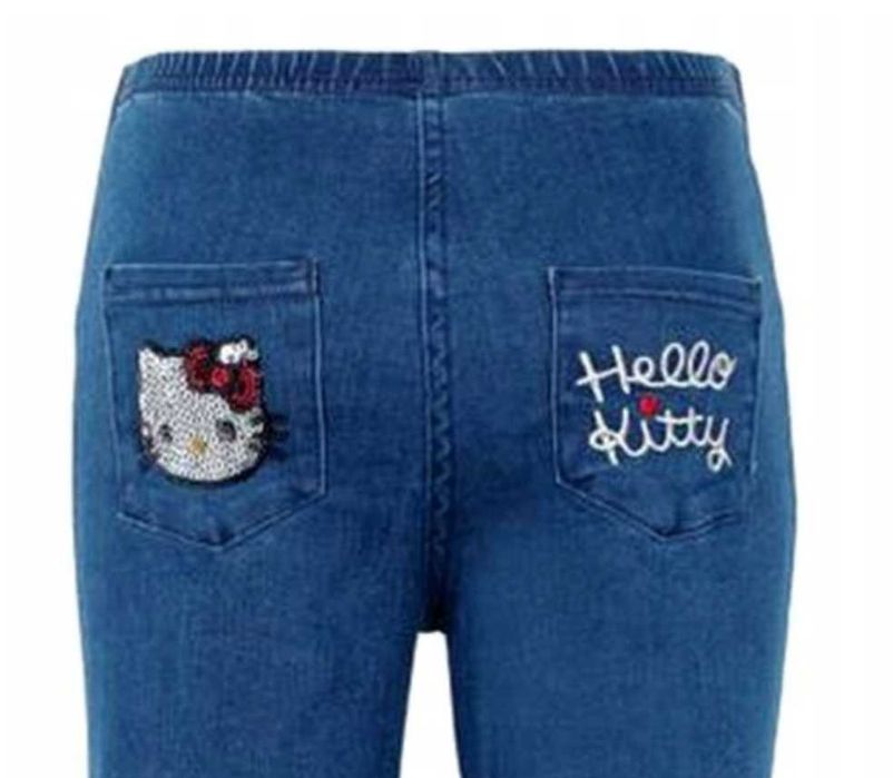 Legginsy niebieskie  hello kitty miękkie elastyczne 11-12 LAT 144 -150
