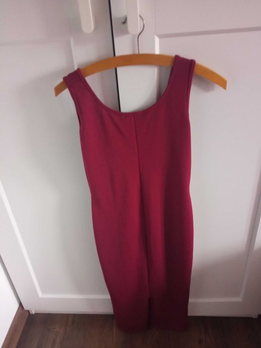Bordowa sukienka MIDI s