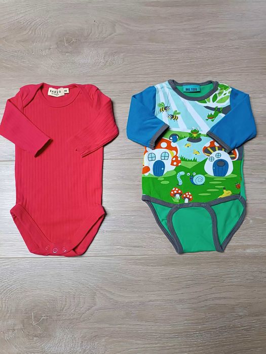 Body długi rękaw x2 gładkie czerwone żabki 'Magasin' 'Me too' 56