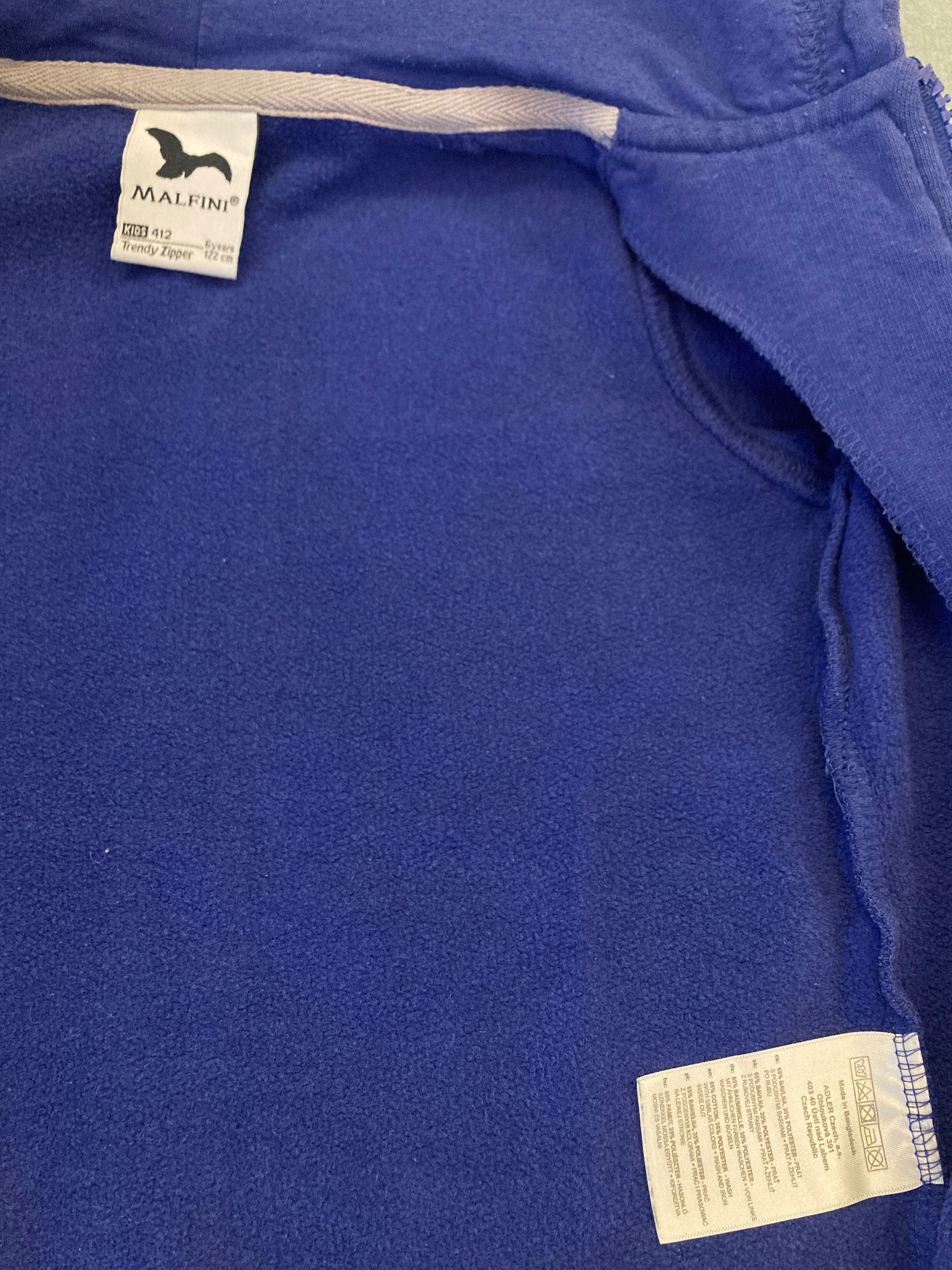 Bluza chabrowa 122 6 lat Adler Malfini Kids z kapturem i zamkiem
