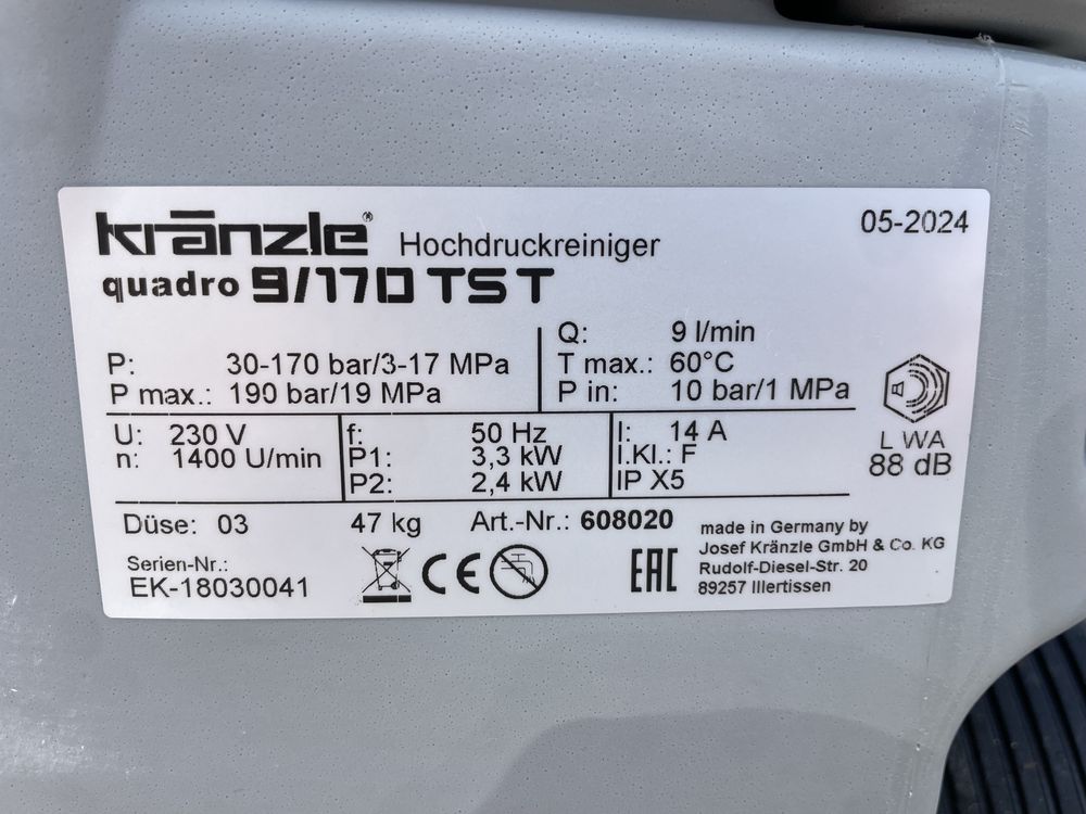 Kranzle Quadro 9/170 TST myjka ciśnieniowa Demo pokazowa jak NOWA!