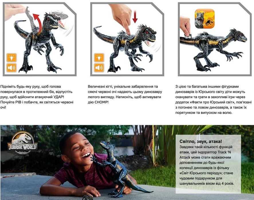 Динозавр Індораптор Jurassic World Indoraptor Track N Attack HKY12