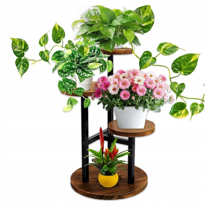 STOJĄCY KWIETNIK Drewniany Loft Stojak na Kwiaty Kwiatki Rośliny