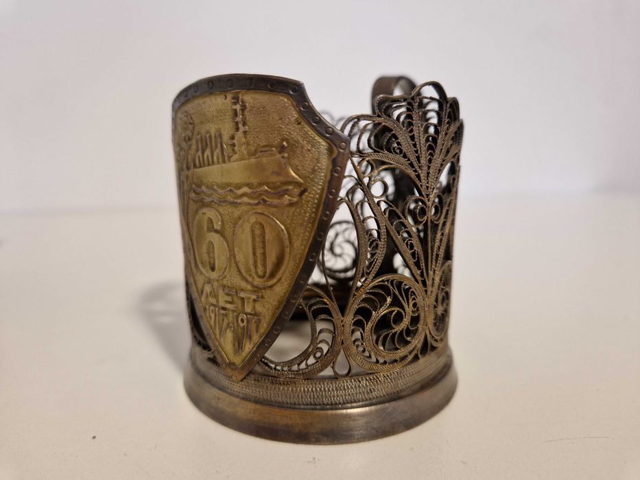 2x posrebrzany uchwyt na szklankę. 60 lat ZSRR