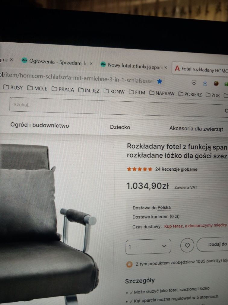 Nowy fotel, łóżko, szezlong z funkcją 3 w 1,  [Niemcy]