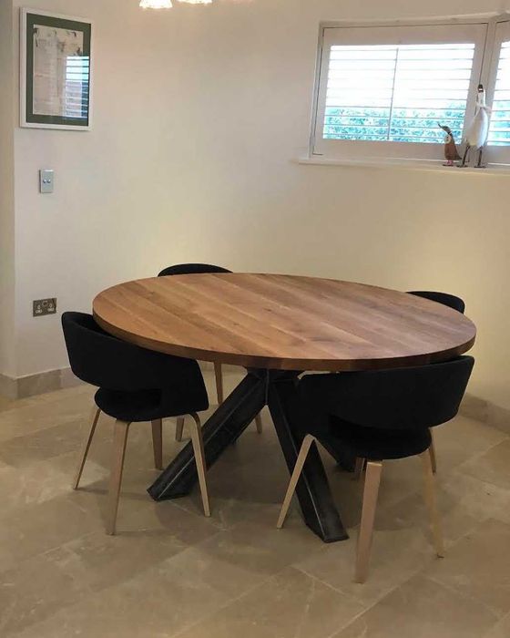 Stół z litego drewna 80x160 cm, Nogi Stalowe - Dąb Lity